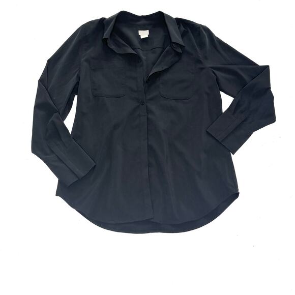 Chicos Black Modal Long Sleeve Button Down Shirt 1 - Picture 1 of 7